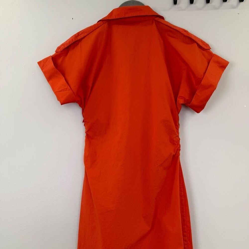 Saunders x RTR Red Ruched Shirt Dress - Picture 7 of 10